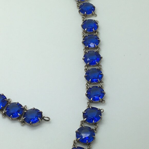 Antique Georgian Rivière  Necklace & Bracelet Blue Saphire Paste Open Back - Picture 4 of 8